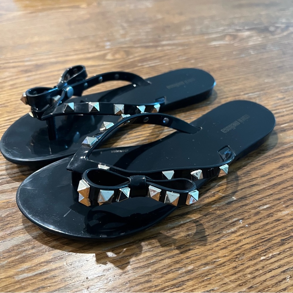 Mini Melissa Jelly Rock Stud Flip Flops Little Girls